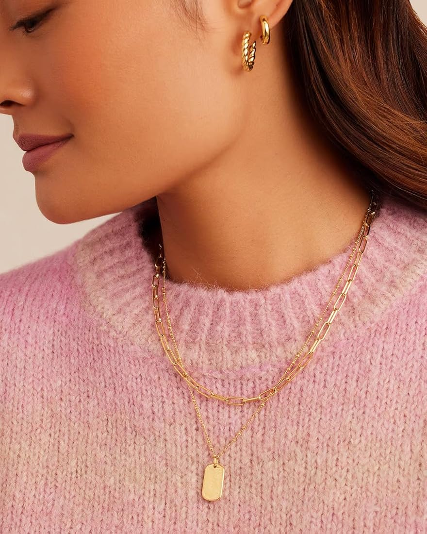 gorjana - Griffin Dog Tag Necklace 19 inch - 18k Gold Plated or