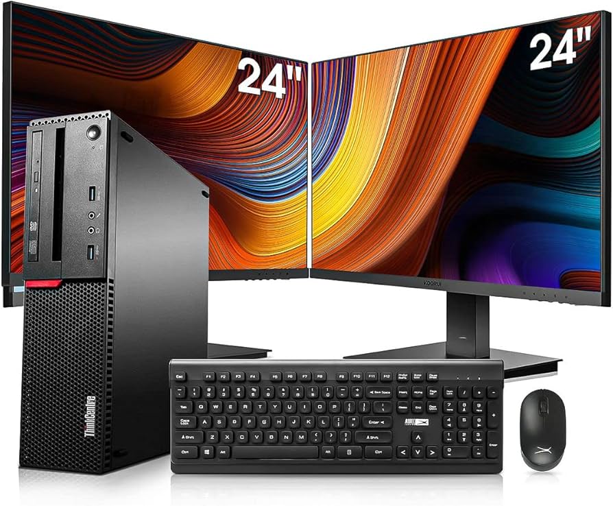 Amazon.com: Lenovo Small Desktop Computer (SFF), Dual 24 Inch