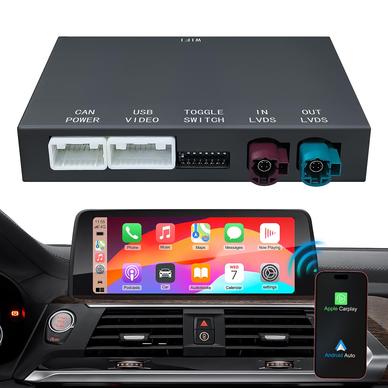 Amazon.com: Wireless CarPlay Android Auto Retrofit Kit Decoder Box
