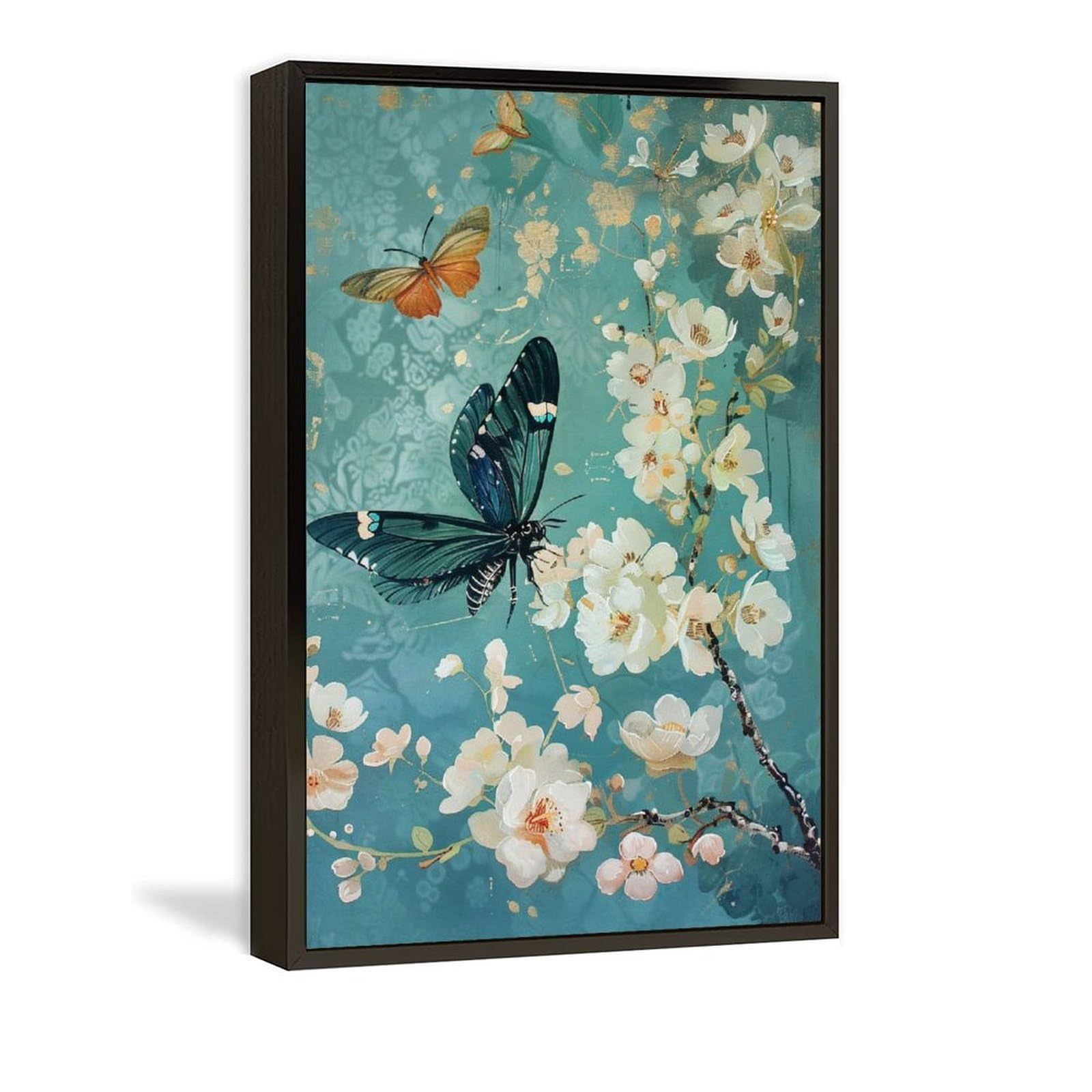 Amazon.co.jp: 絵画 蝶と花のアートペインティングインテリア 絵画