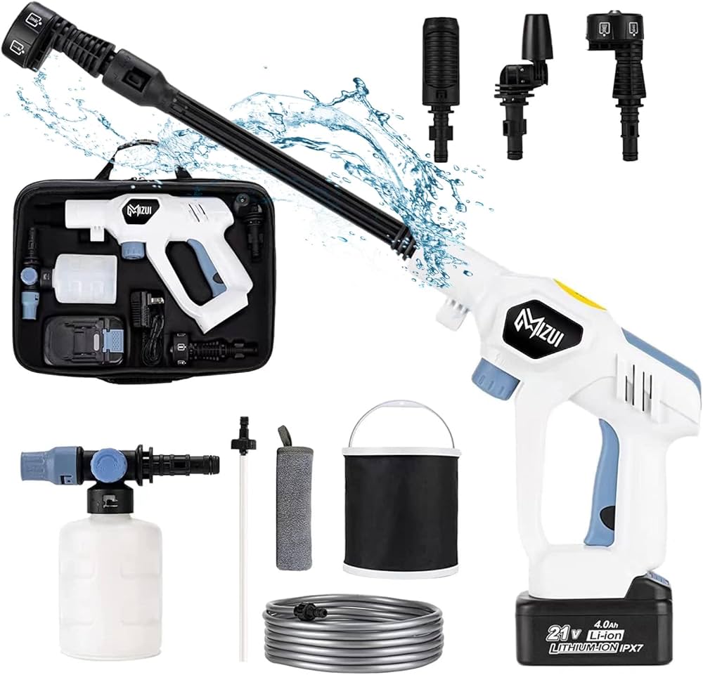 Amazon | 【IPX7防水バッテリ付き】 高圧洗浄機 充電式 コードレス