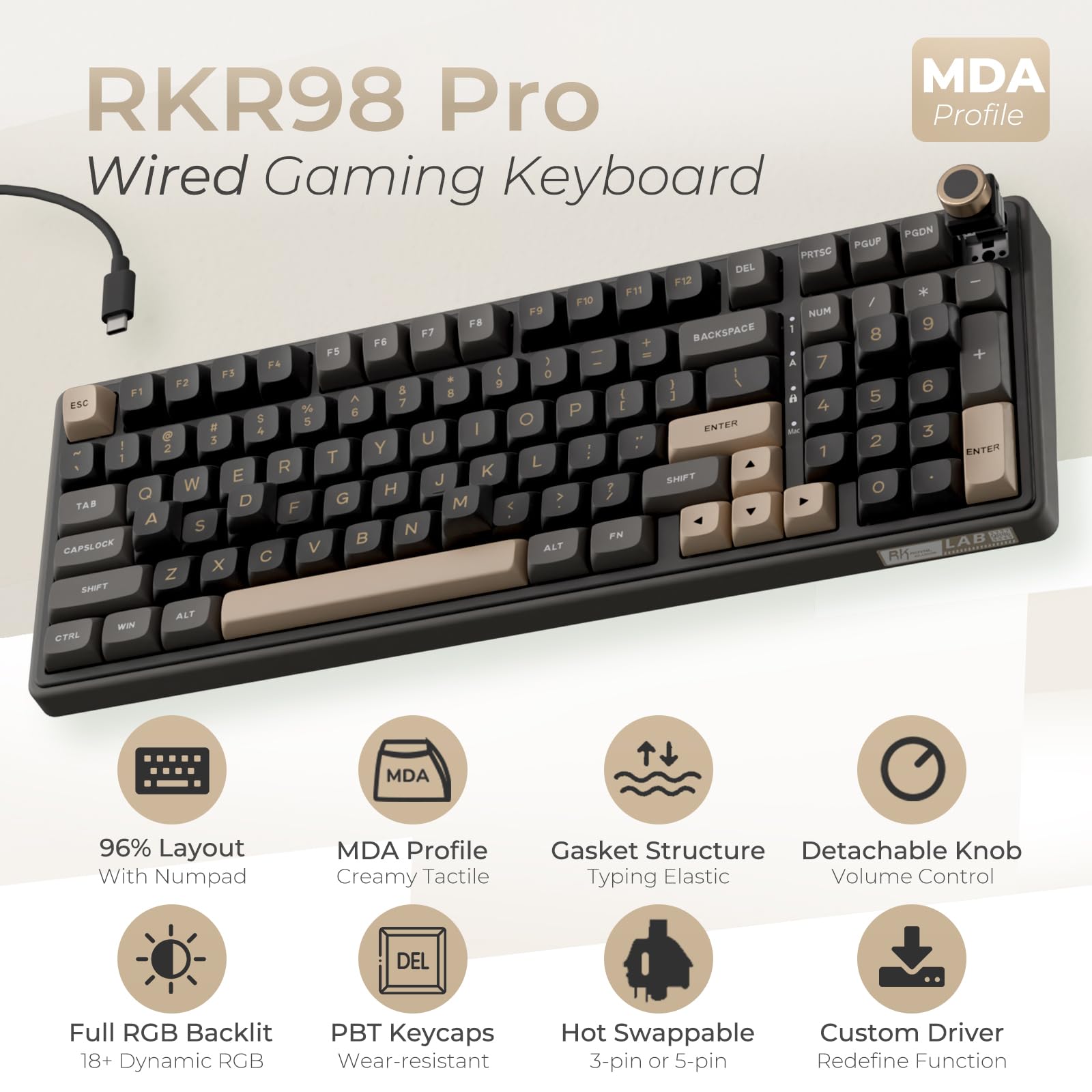 Amazon.co.jp: RK ROYAL KLUDGE R98 Pro Creamy Gaming Keyboard 96