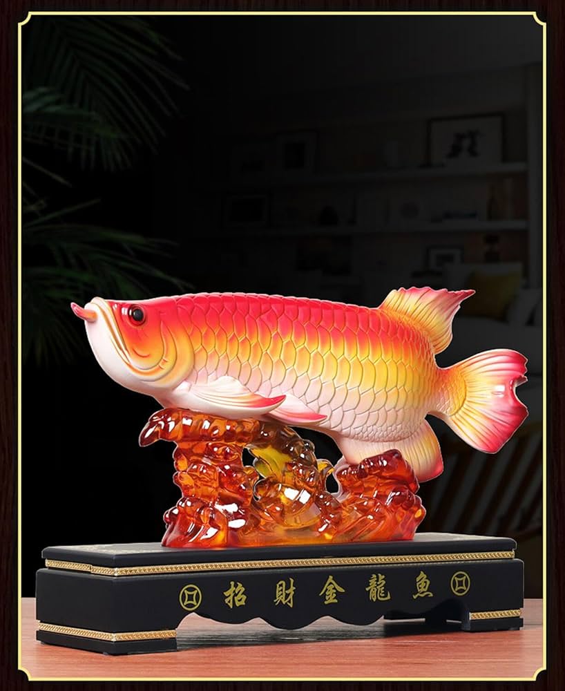Amazon.co.jp: RuiWen アロワナ風水置物 招財龍魚 ラッキーフィッシュ