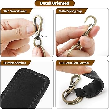 Jack&Chris Genuine Leather Car Keychain, Universal Key Fob