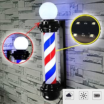 Amazon.co.jp: サインポール 理容 屋外，LEDバーバーポール - レッド