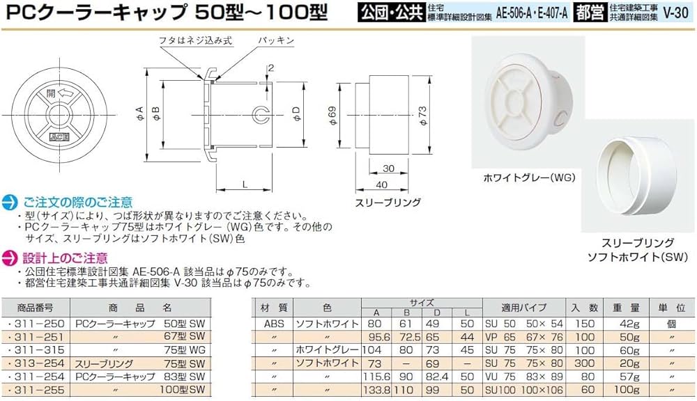 Amazon | 杉田エース エース 換気口 部材 PCクーラーキャップ 75型