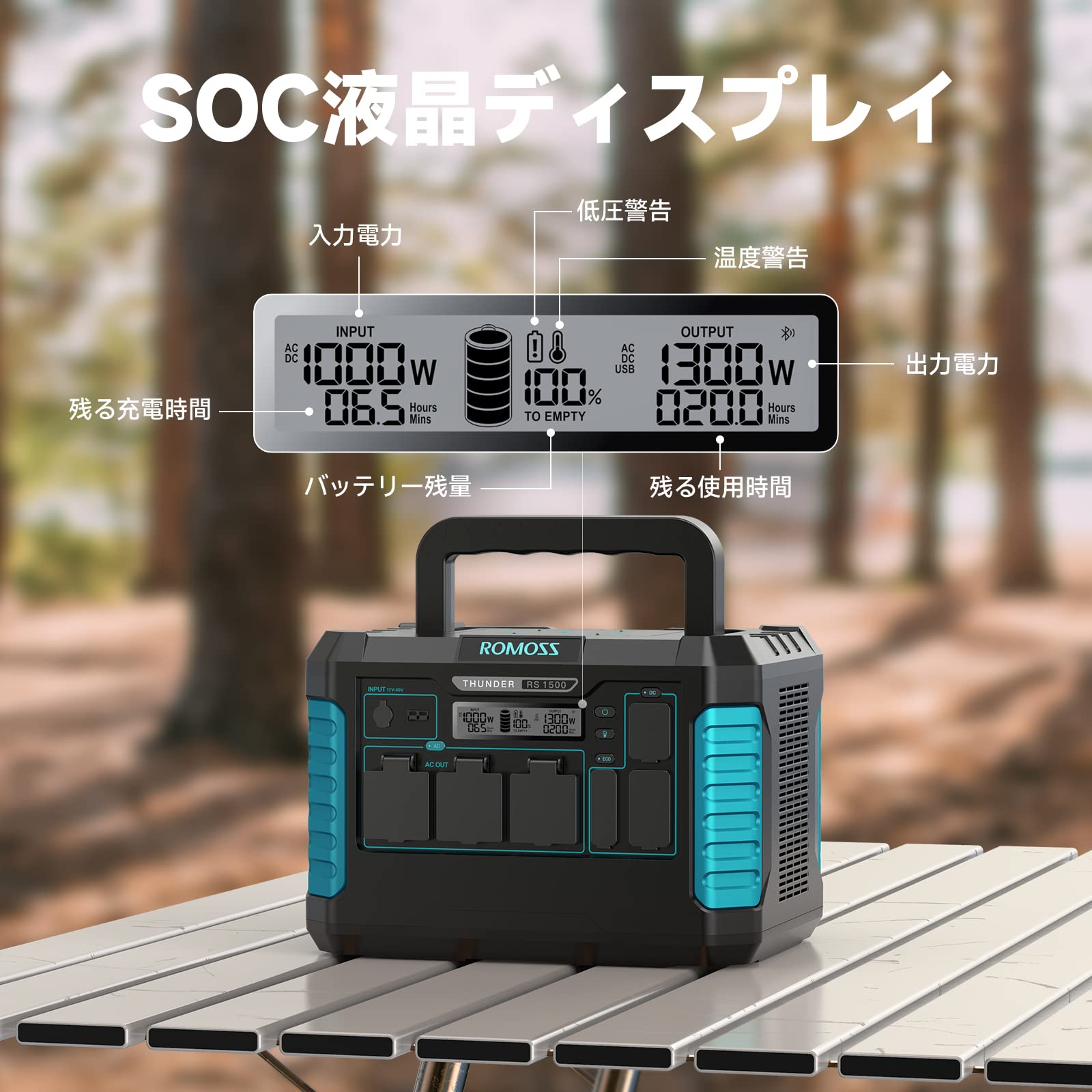 Amazon.co.jp: ROMOSS 1500Wポータブル電源 大容量1328Wh/358000mAh