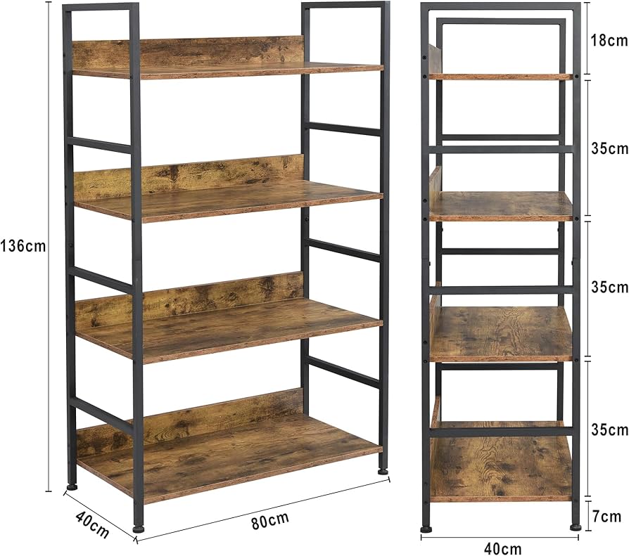 Amazon｜XINYF オープンシェルフ ラック 本棚 (L4-80-40)｜オープン