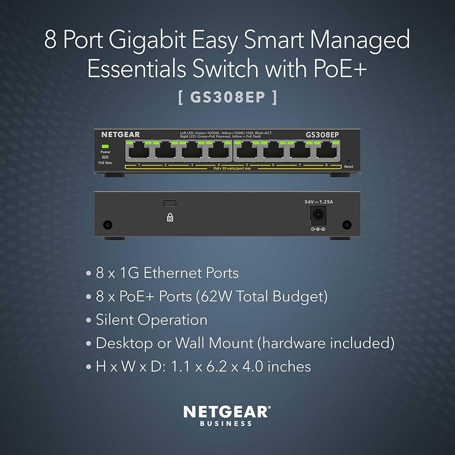 Amazon.com: NETGEAR 8 Port PoE Gigabit Ethernet Easy Smart Managed