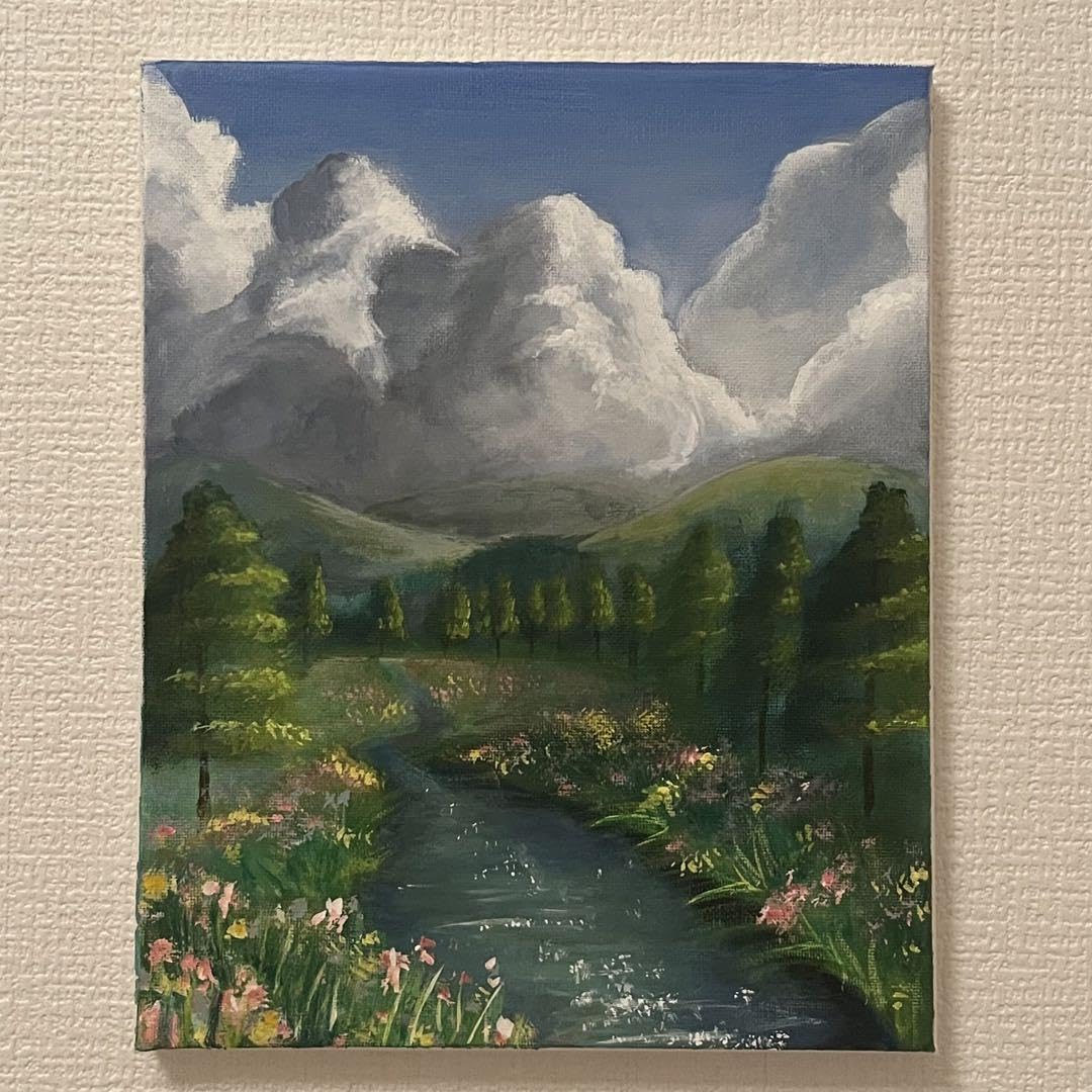 Amazon.co.jp: 絵 絵画 風景画 アクリル画 水彩画 雲 テクスチャー