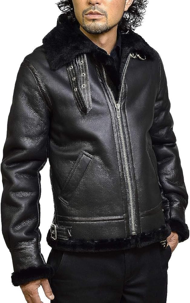 Amazon | [ハルフ] ムートンジャケット レザージャケット 本革