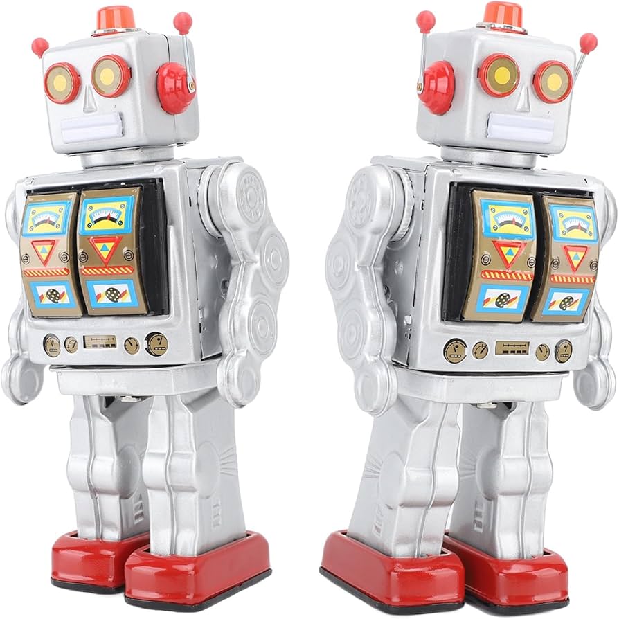 Amazon.co.jp: 金属ブリキロボット玩具、電動回転フィギュアモデル大人