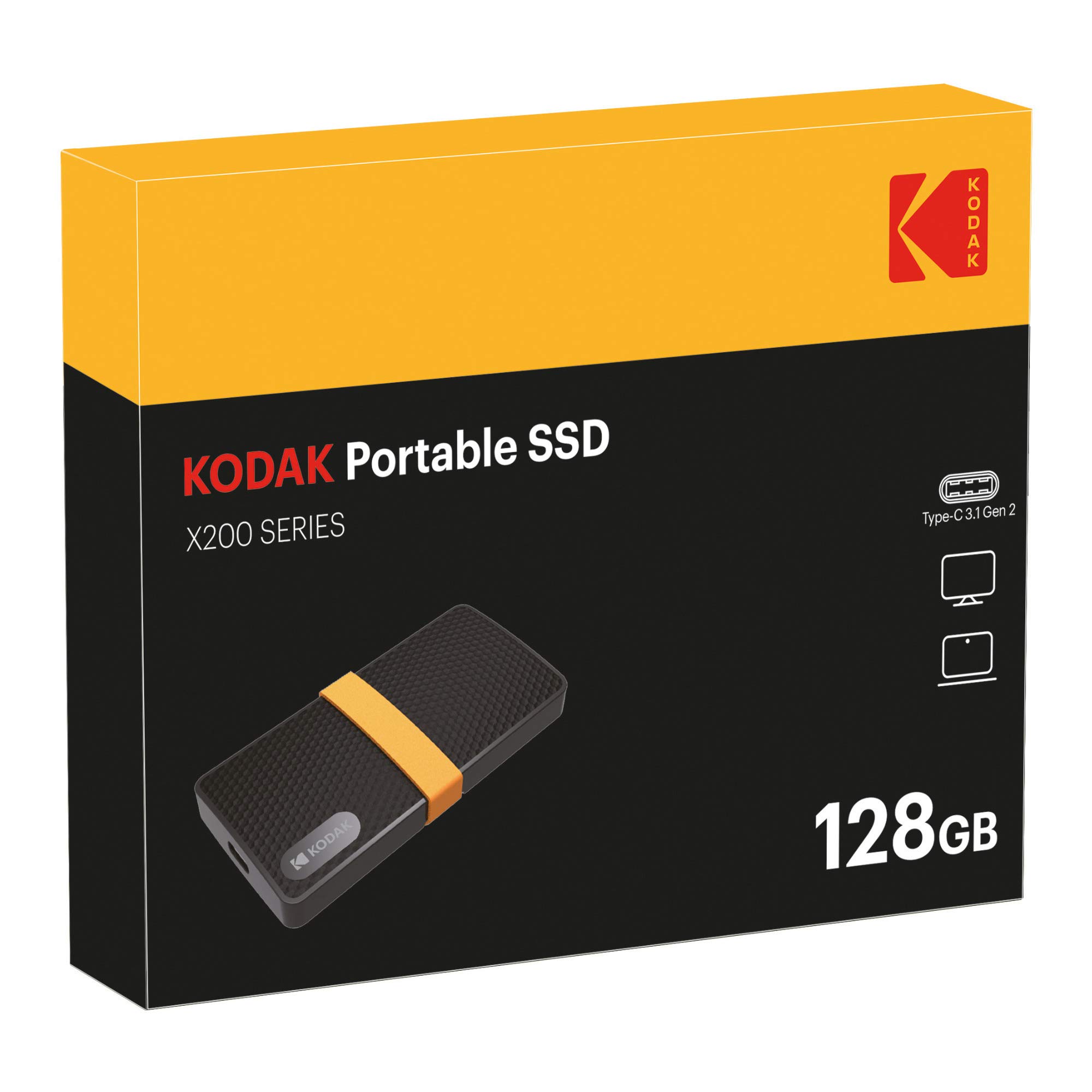 Amazon | Kodak ポータブルSSD X200 128GB USB-C 3.1 Gen 2 (10Gbps