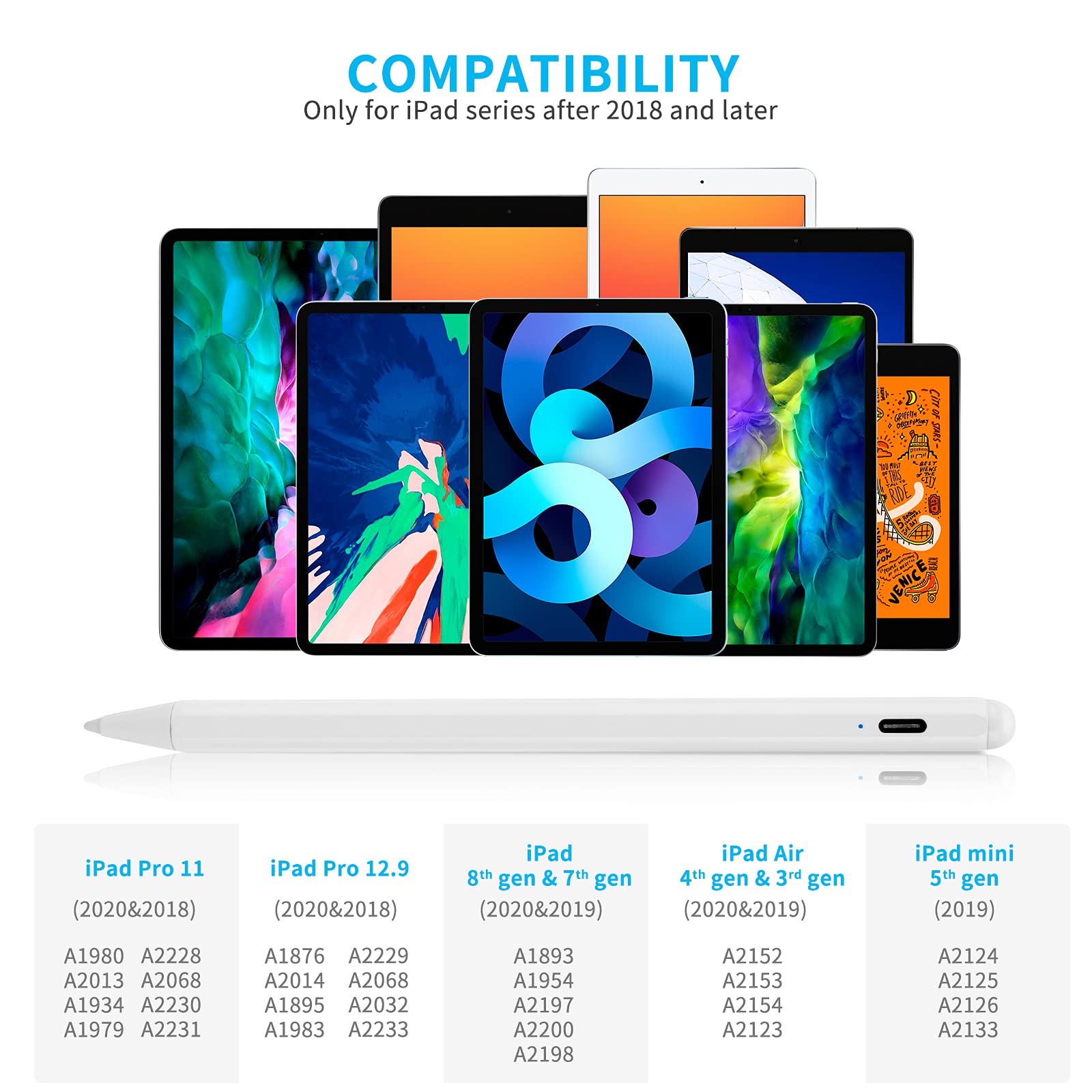 Amazon.com: iPad A16 Pencil, Stylus Pen for iPad 8th/9th/10th/11th