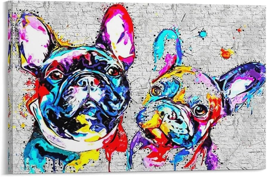 Amazon.co.jp: カラフルなフレンチブルドッグポスター プリント