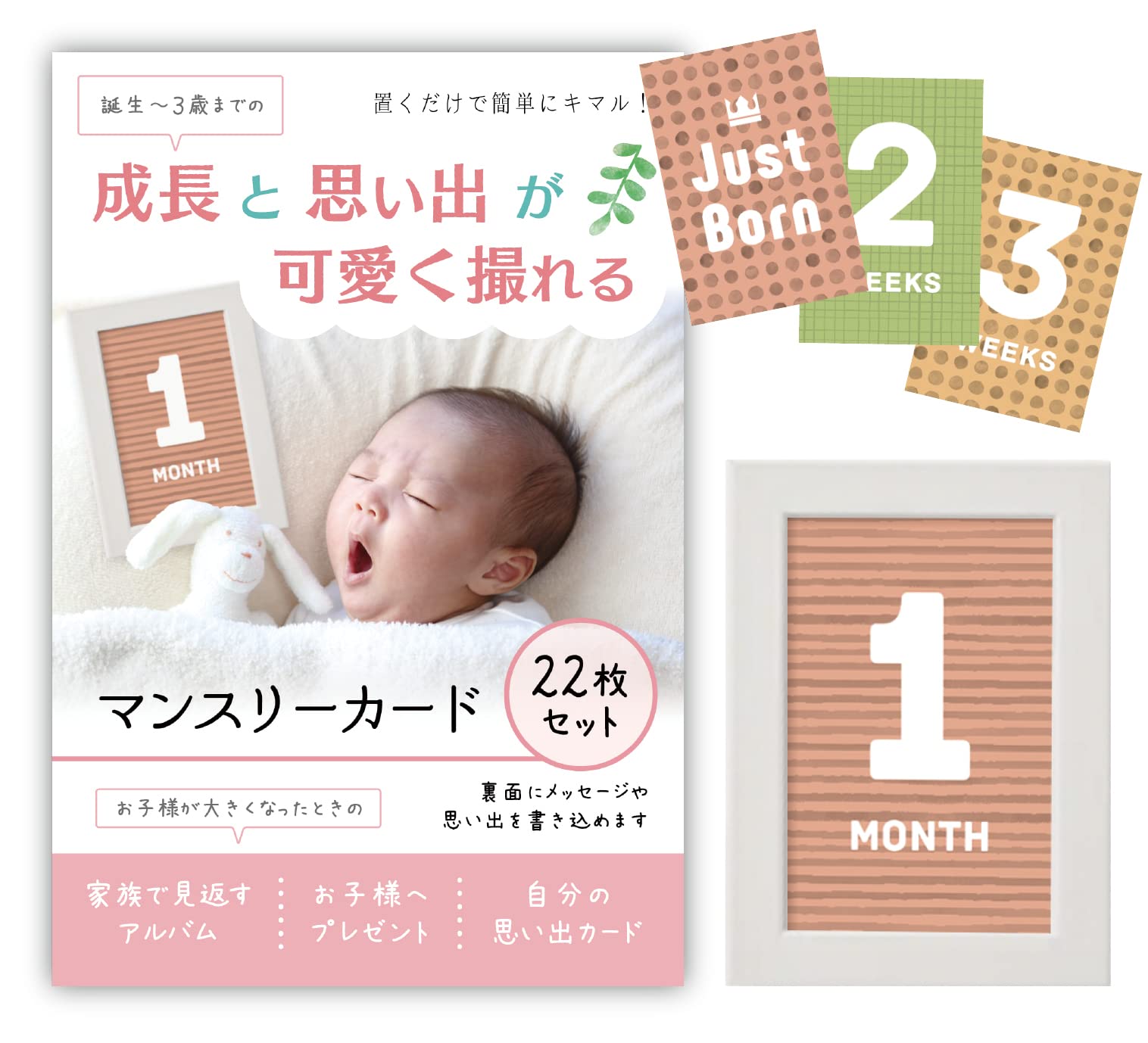 Amazon.co.jp: マンスリーカード ベビー 22枚セット マンスリーフォト