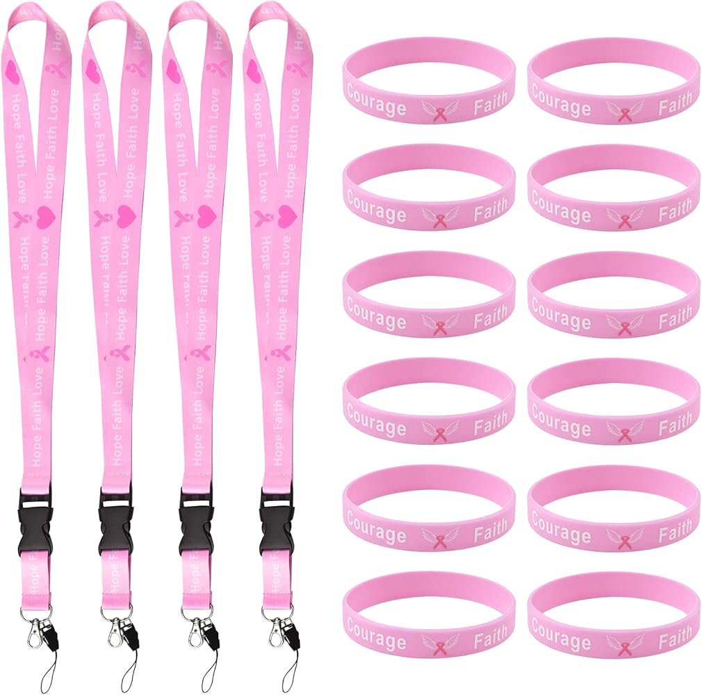 Amazon.co.jp: [WANDIC] 4個 ピンクリボンネックストラップ＆12 PCS