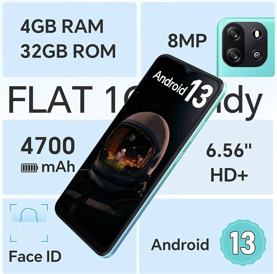 Amazon | 𝘽𝙡𝙖𝙘𝙠𝙫𝙞𝙚𝙬 OSCAL Flat 1 C スマホ 4 GB RAM 32 GB