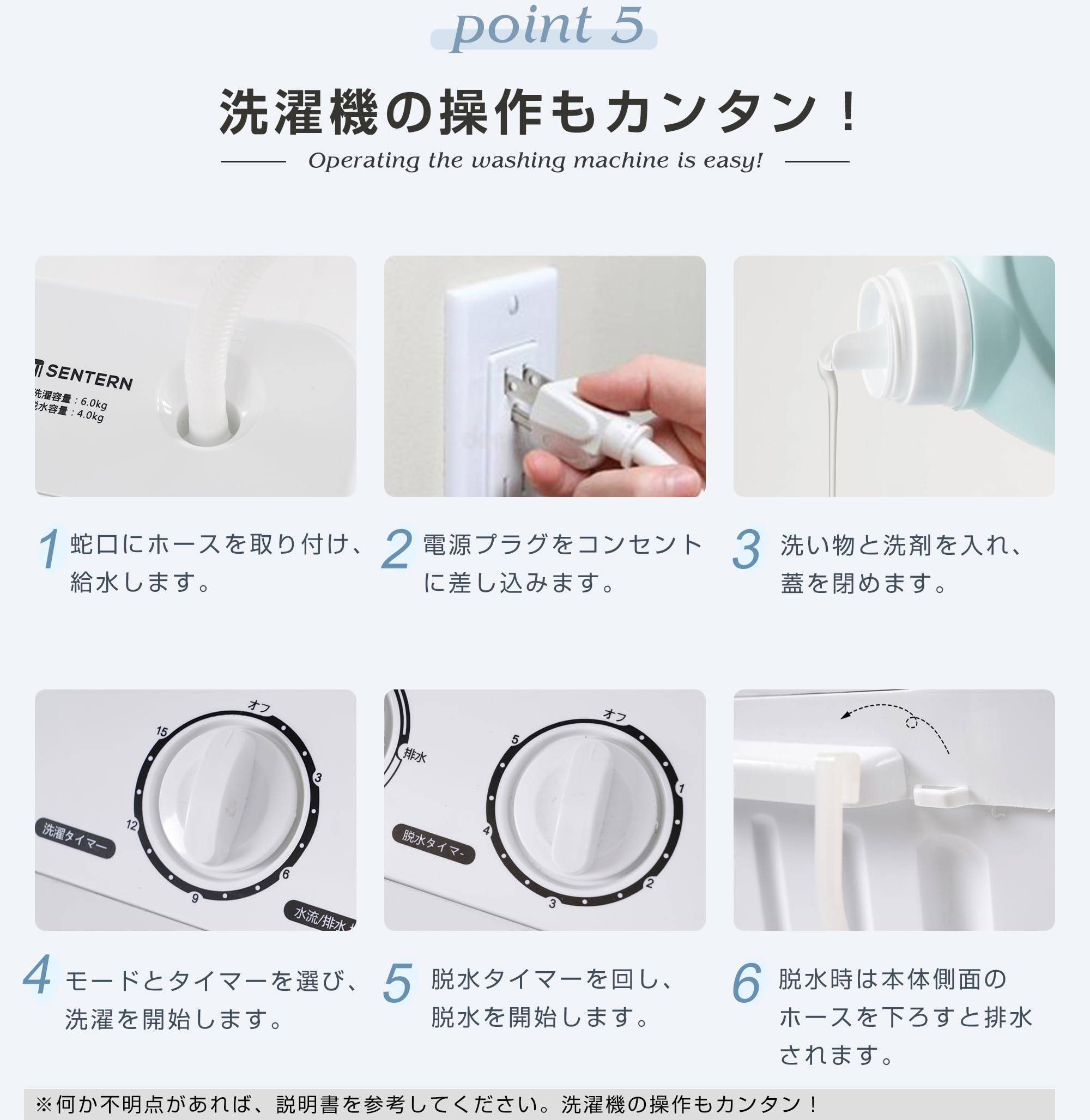 Amazon.co.jp: Osleep 二槽式洗濯機 洗濯容量6kg 脱水容量4kg