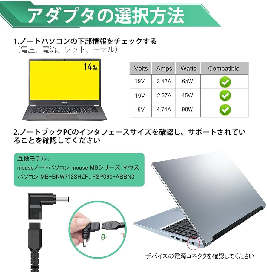 Amazon.co.jp: HKY 19V 90W ACアダプター 交換用充電器 対応 マウス