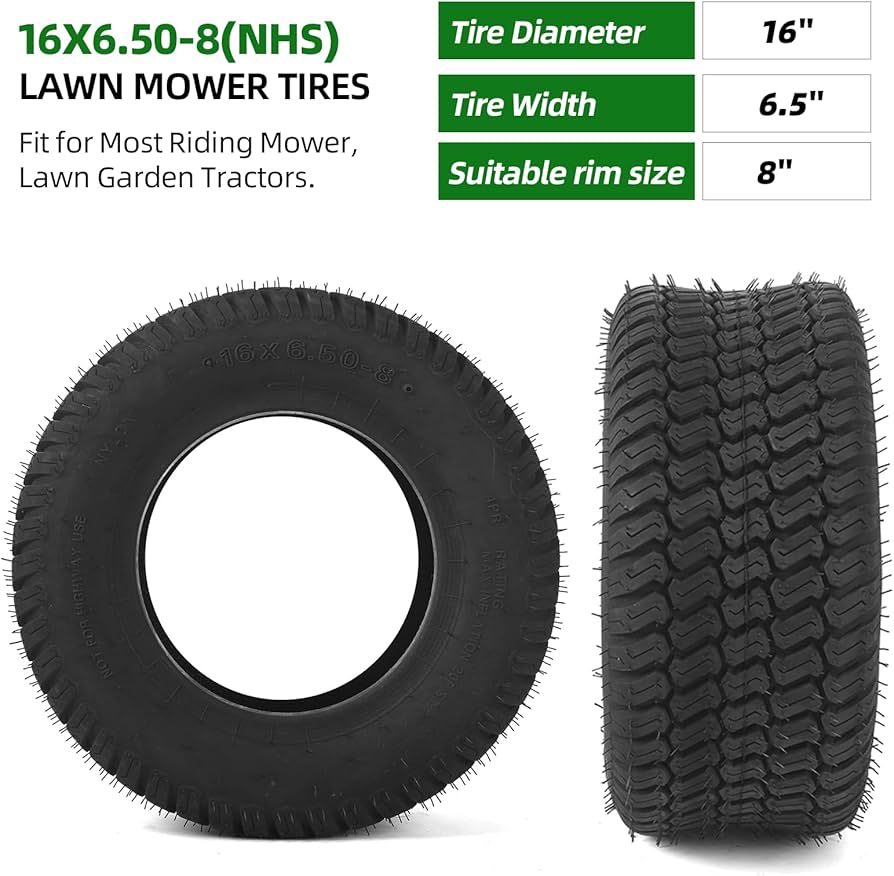 Amazon | (2パック) 16x6.50-8 タイヤ - 4PR 耐久性チューブレス交換用