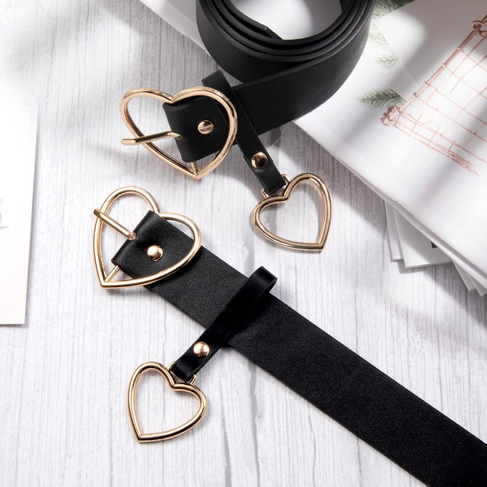 Amazon.com: UTENEW Heart Shape Belts Wide Black Leather Waist Belt