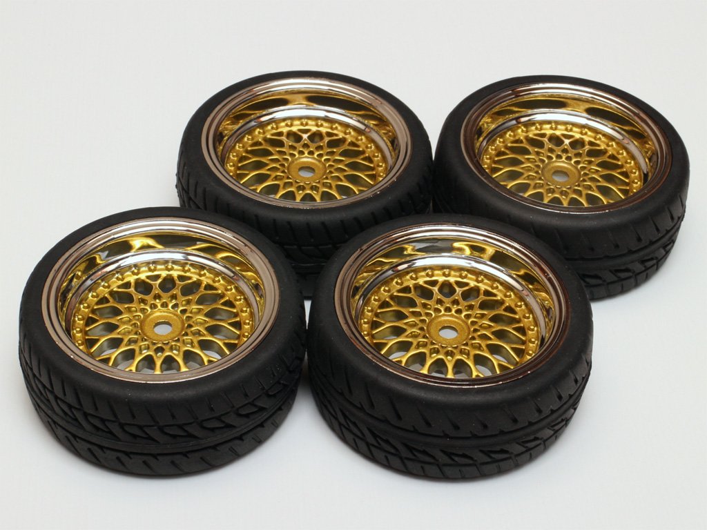 Amazon | 1/10ツーリングカー用 タイヤ組込み済み ゴールドメッシュ激