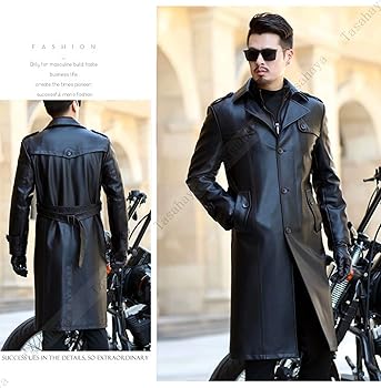Amazon | [Tasahaya] レザートレンチコート 皮コート メンズ 革 レザー