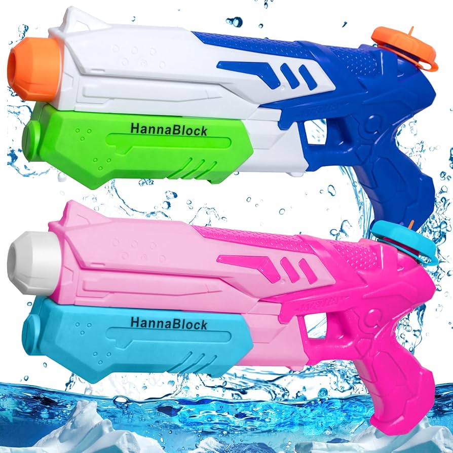 Amazon | HannaBlock 水鉄砲 2個セット 最大飛距離10m 加圧式 水てっ