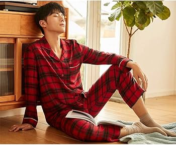 Amazon.co.jp: パジャマメンズ秋と春ナイトウェアコットンロング