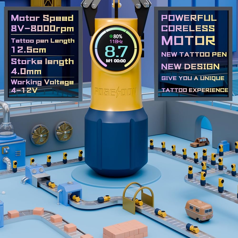 Amazon.com: POSEIDON Tattoo Kit, Tattoo Pen Kit, Wireless Rotary