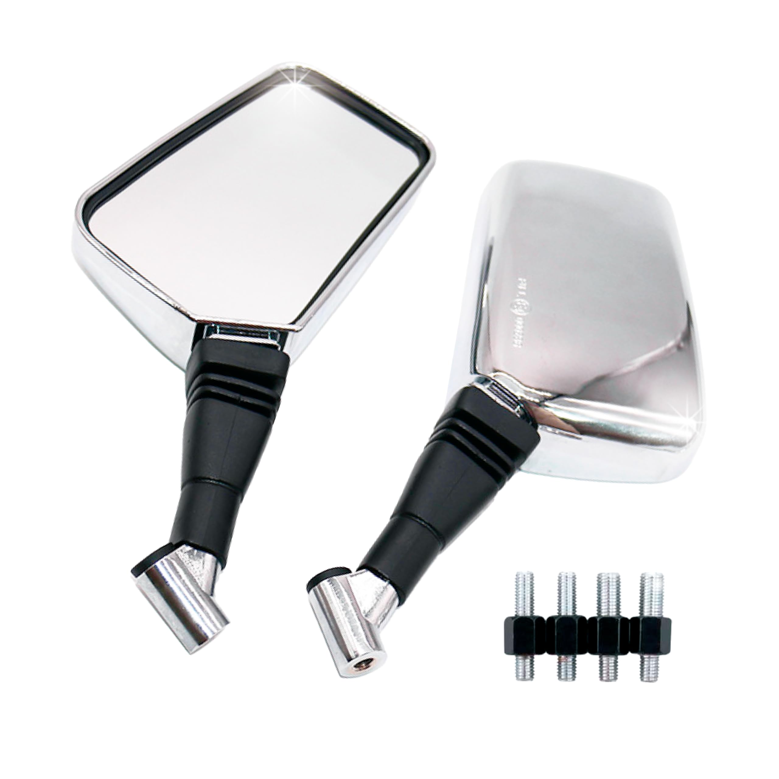 Amazon | benrii バイクミラー シルバー 左右セット スクエア型