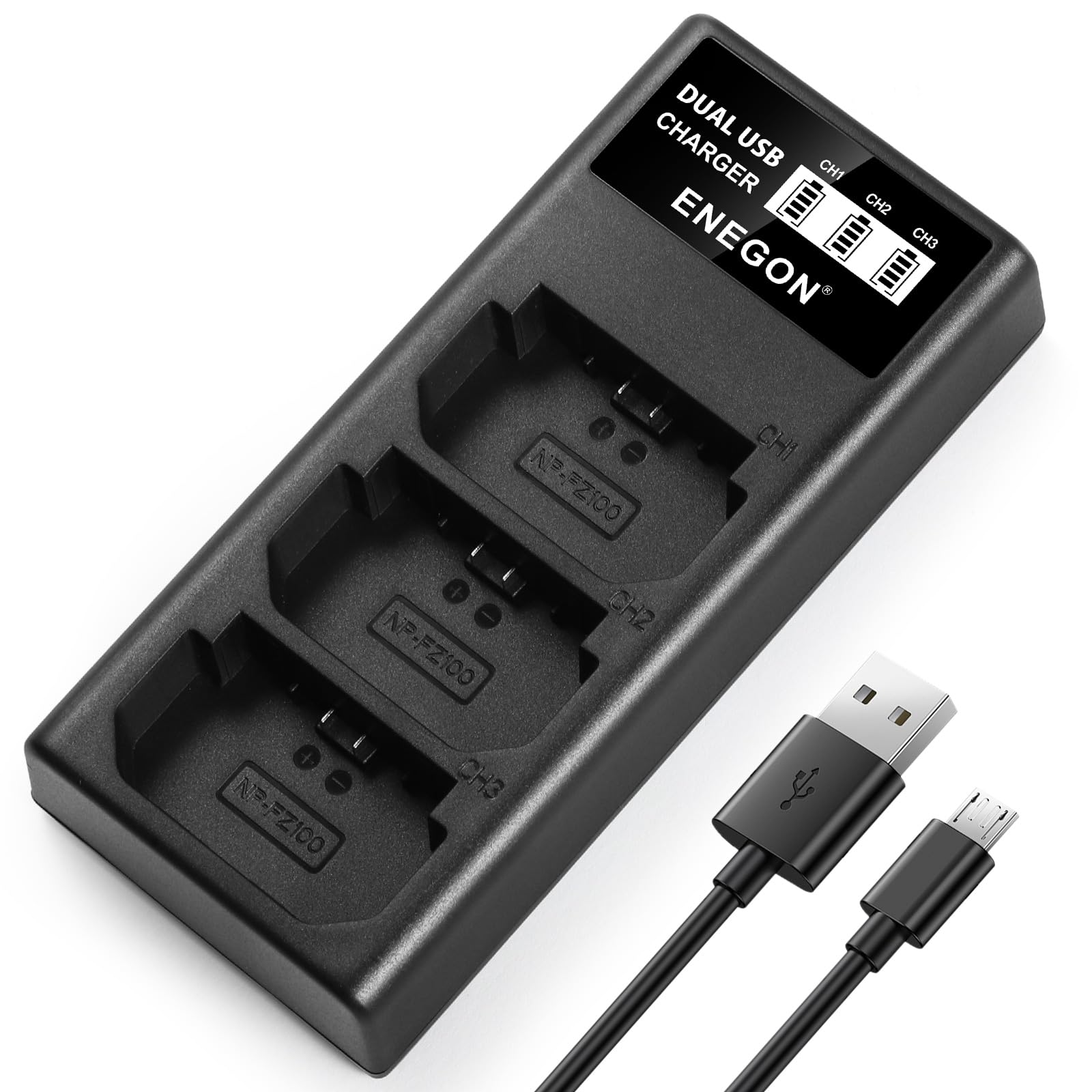 Amazon.co.jp: ENEGON NP-FZ100 3チャンネル LEDトリプル充電器 Sony