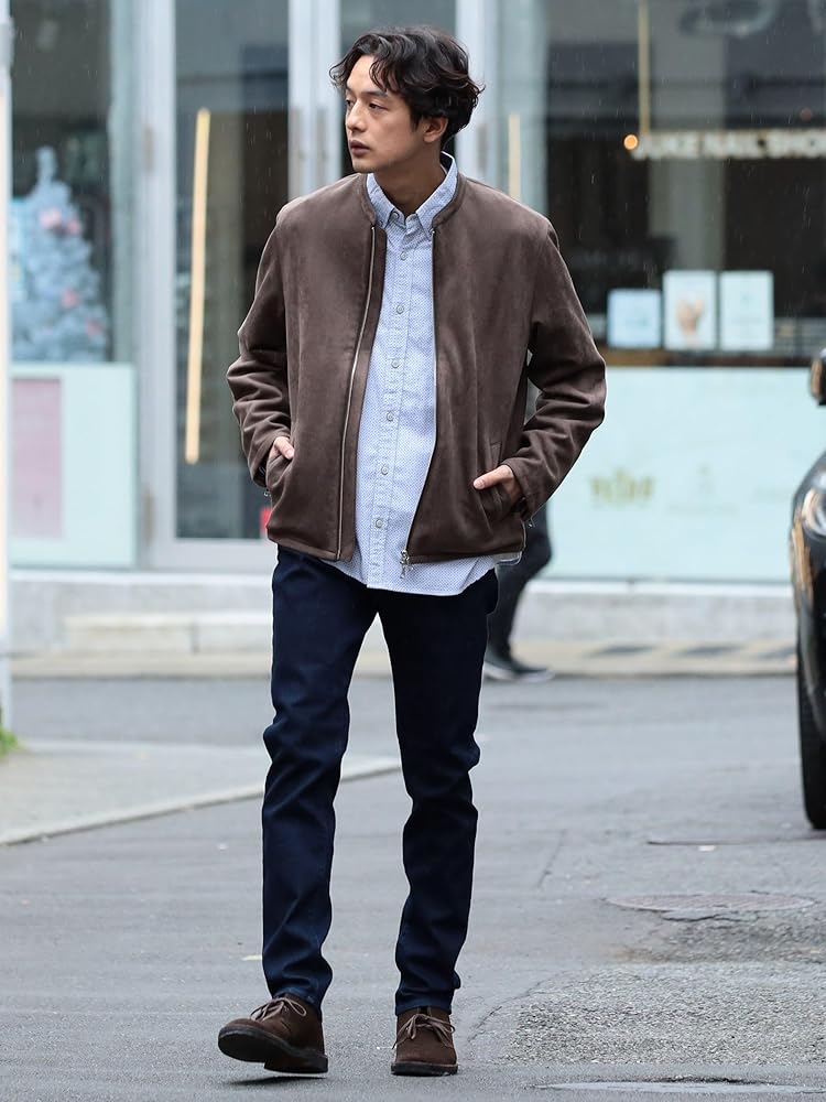 Amazon.co.jp: [ビームスハート] ブルゾン フェイクスエード シングル