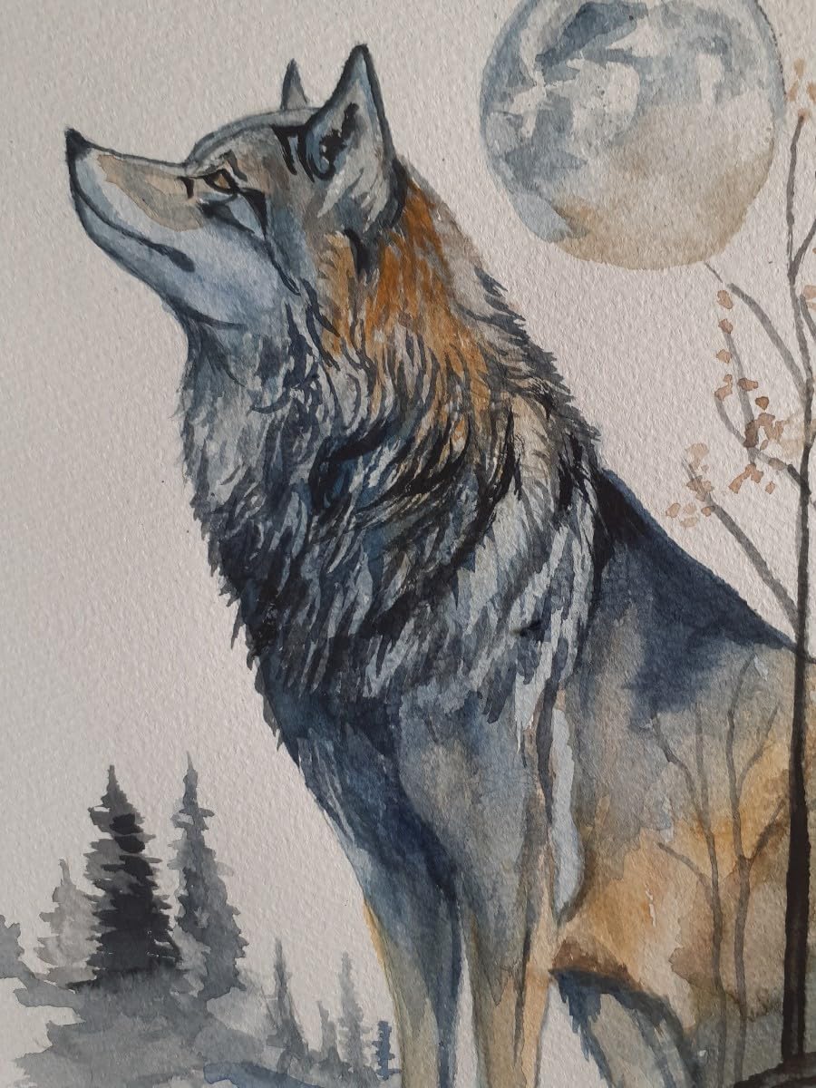 Amazon.co.jp: 水彩画 森のオオカミ : おもちゃ