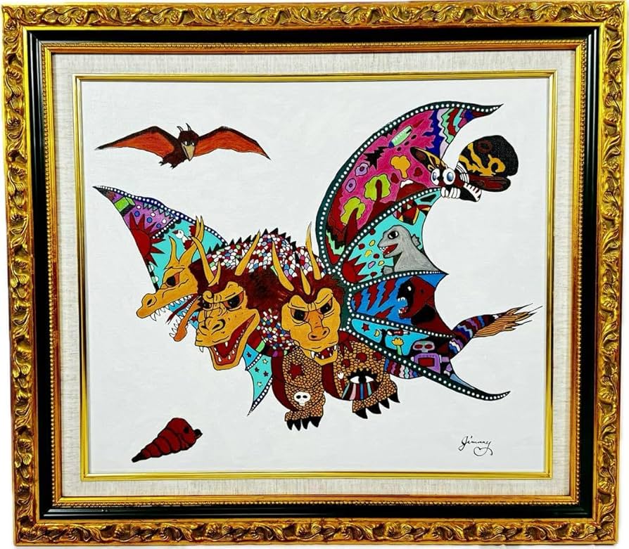 ジミー大西「王と友だち 2004」油彩 F4号 肉筆 サインあり