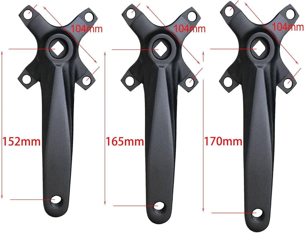 Amazon | スクエアテーパークランクセット 152mm/165mm/170mm 104BCD