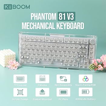 Amazon.com: KiiBoom Phantom 81 75% Transparent Mechanical Gaming
