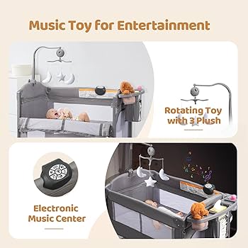 Amazon.com : JOYMOR 9 in 1 Bedside Bassinet with Changing Table