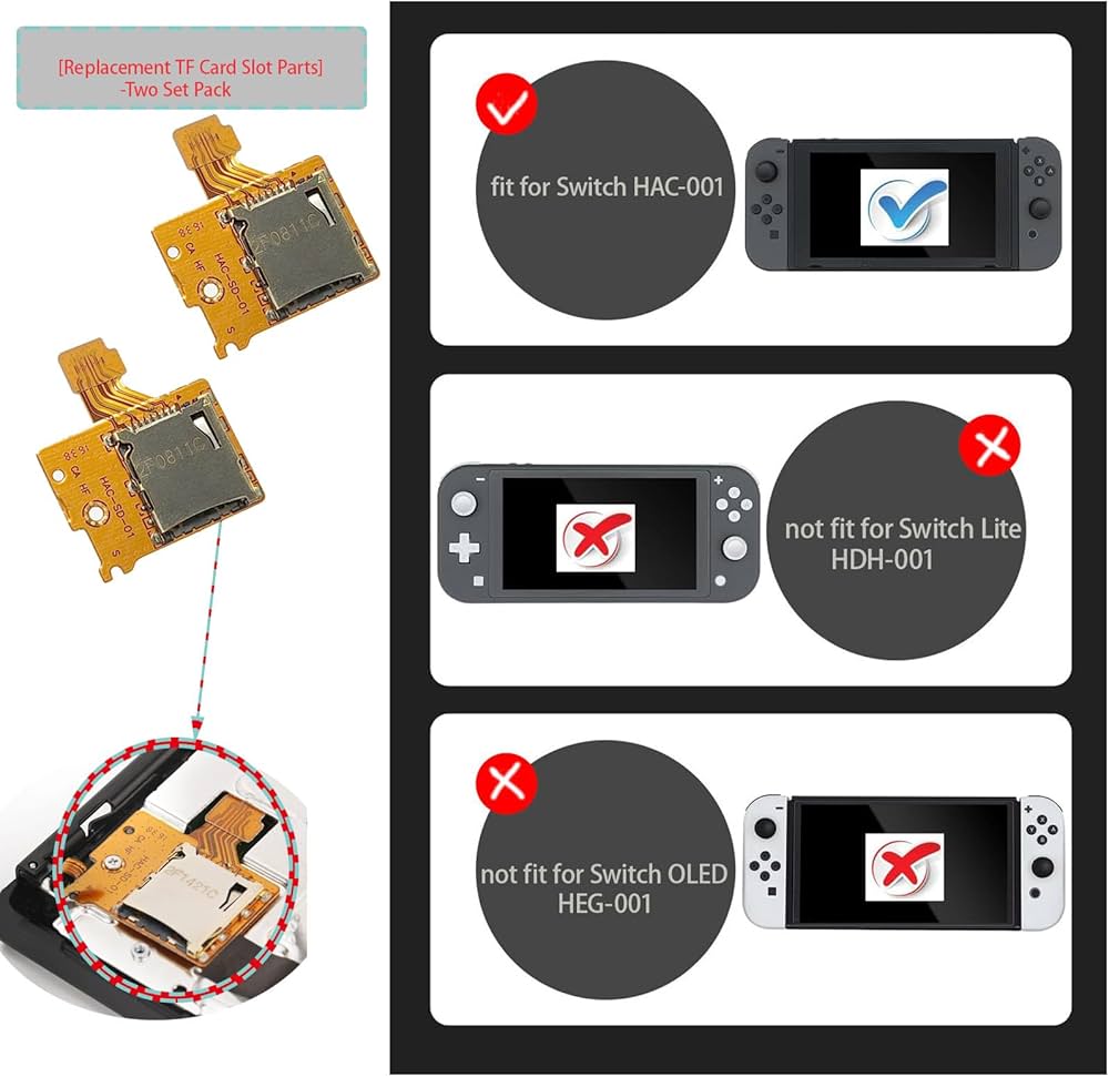 Amazon.com: [2pcs-Pack] for Switch SD Card Reader Slot Replacement