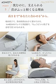 Amazon｜【公式】 ASMOT＋ スリープマージピロー（グレー） 人気 低