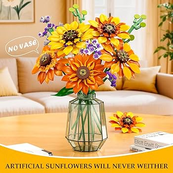 Amazon.com: CUBIMANA Flowers Sunflower Bouquet Building Set with