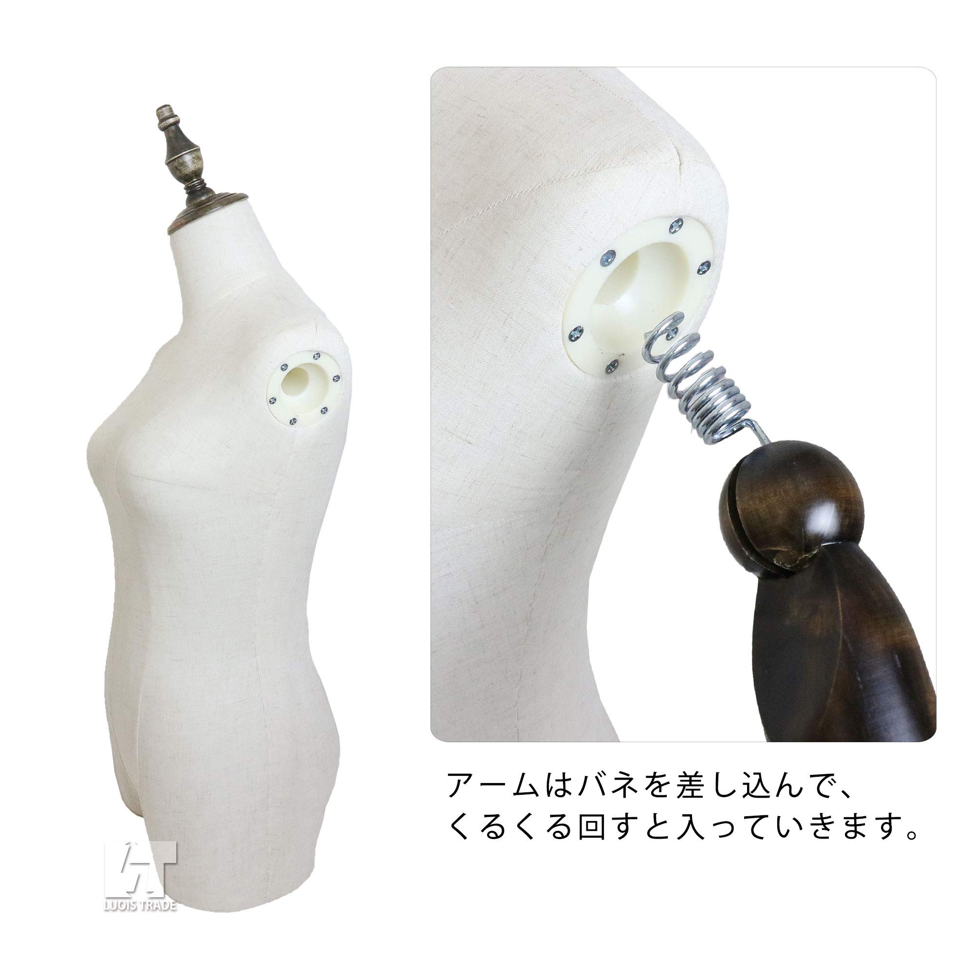 Amazon.co.jp: マネキン 稼働 アーム付き トルソー 女性用 上半身 木製