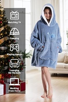 Yikayin Hoodie Blanket Kids, Oversized Hooded Sweater for Boys