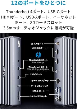 分配器・切替器 PowerExpandElite12-in-1Thunderbolt 4Dock Amazon.co