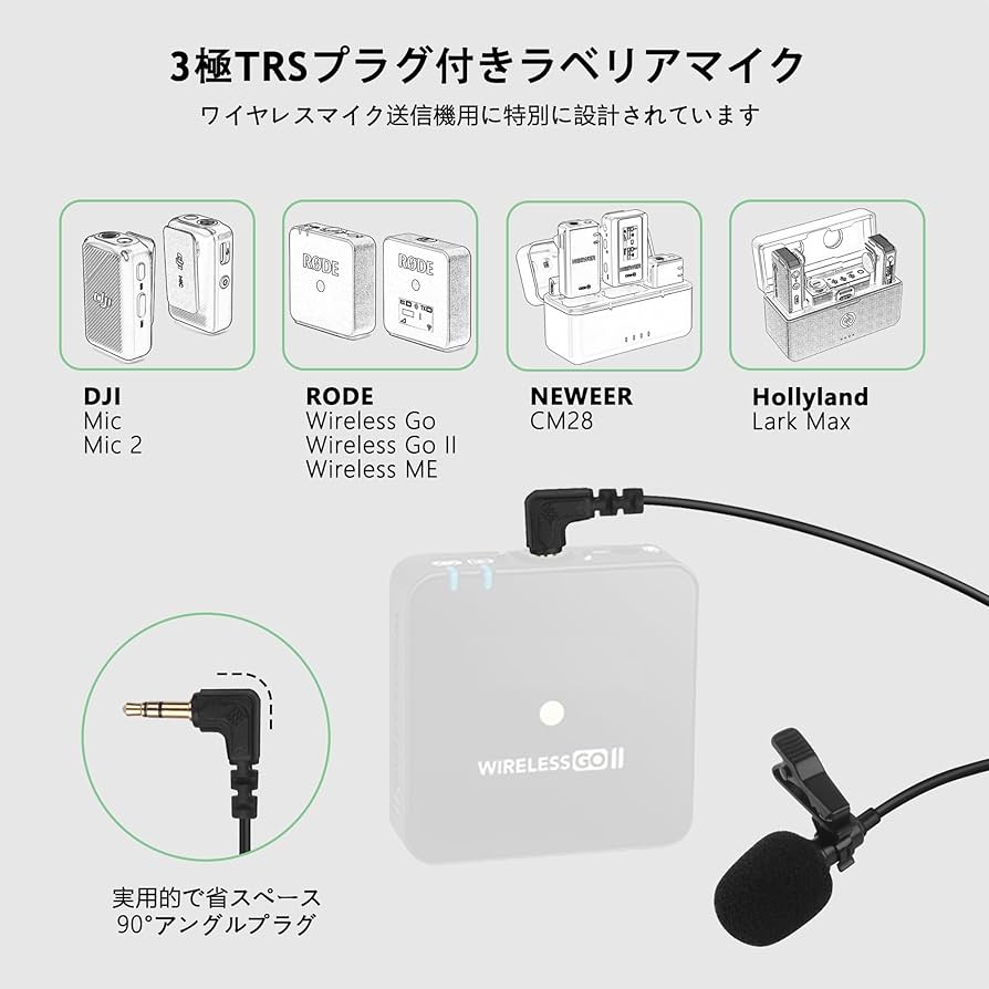 Amazon.co.jp: 2個入り ラベリアマイク DJI MIC 2、RODE Go ll 互換