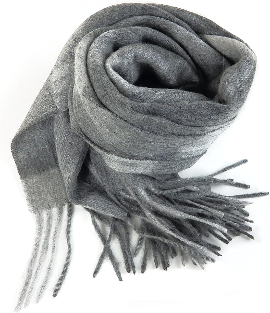 Amazon | チェック柄 カシミヤ100%マフラー / グレーチェック