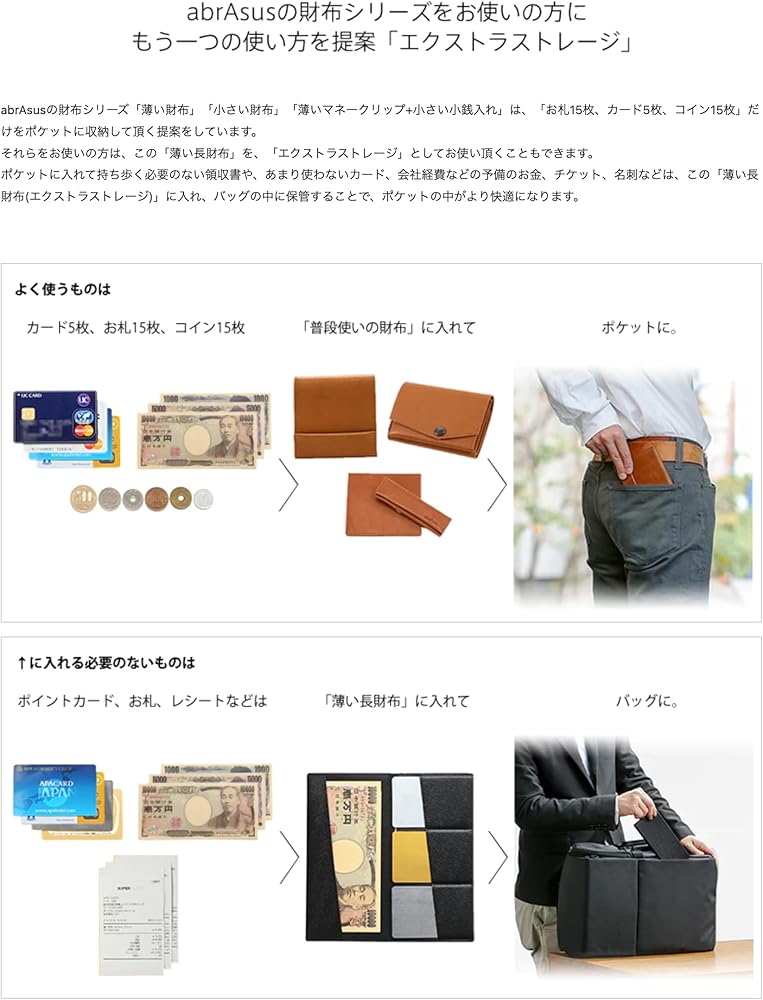 Amazon | [アブラサス] 薄い長財布 レザー メンズ 薄型 財布 日本製