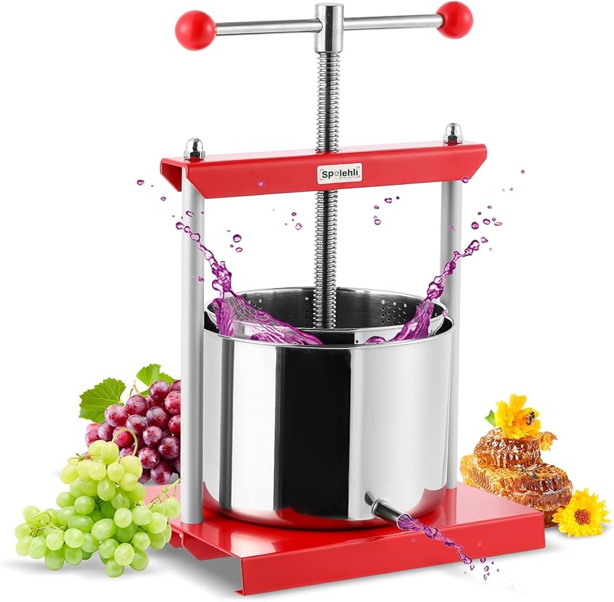 Amazon | Spolehli 5.5L手動 ブドウ 圧搾機 蜂蜜圧搾機 果汁絞り器