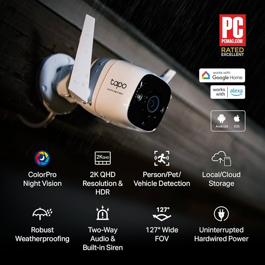 Amazon.com : Tapo ColorPro Wi-Fi Outdoor Camera | Plug-in